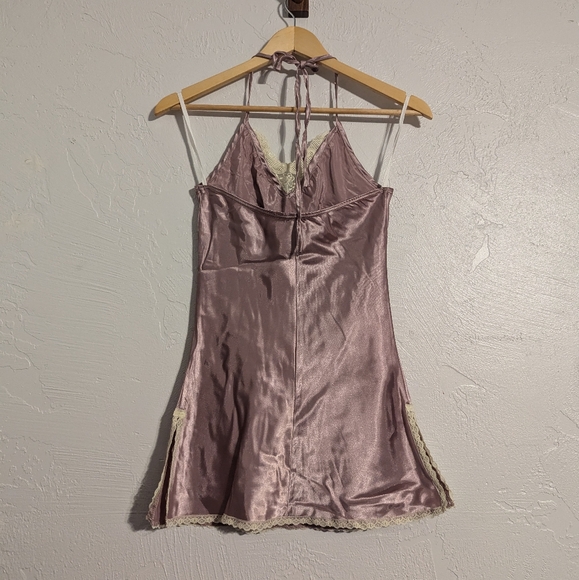 Vintage Y2K Fairy Pink Satin Ethereal Soft Feminine Romantic Sexy Lace HalterTop - Picture 8 of 14